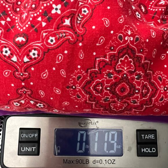 Women's Handkerchief Print Smocked Red Maxi Dress Size S/M - Picture 13 of 13